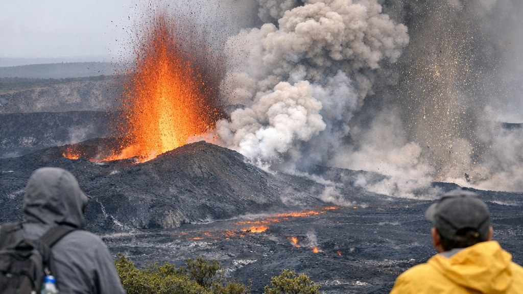 Restless Kīlauea Sends Lava Fountains and Ash Over Hawaiʻi Summit